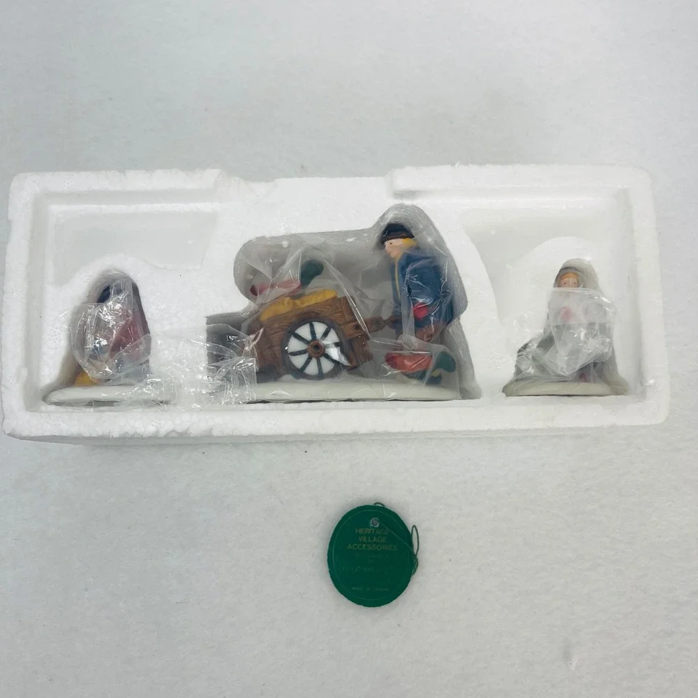 Dept 56 Heritage Village Harvest Seed Cart Set of 3 Porcelain Figures 5645-6